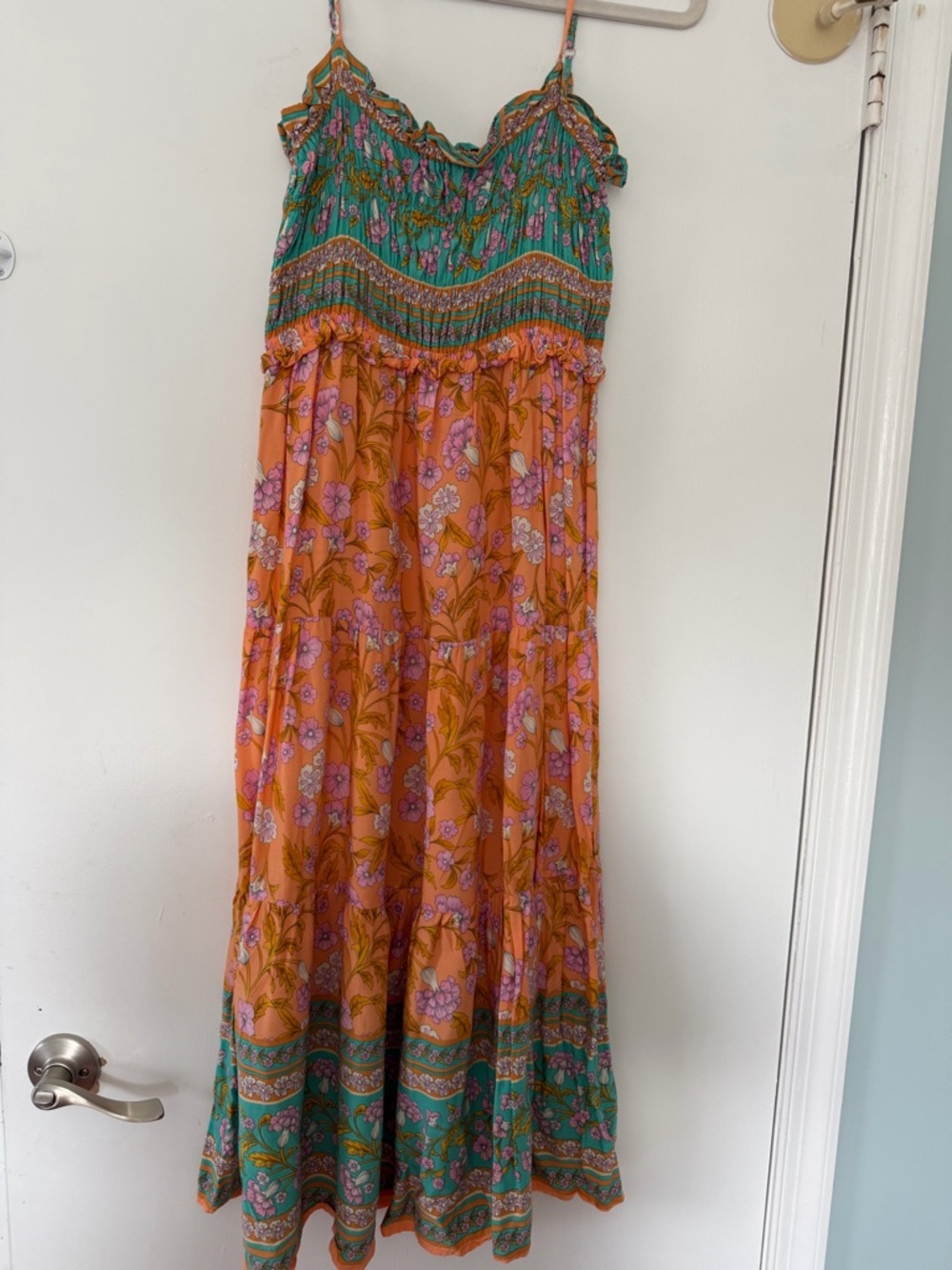Vici Orange & Teal Floral Maxi Dress